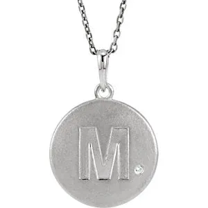 Sterling Silver .005 CTW Diamond Initial M 18" Necklace