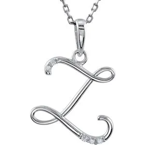 Sterling Silver .025 CTW Diamond Initial Z 18" Necklace