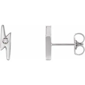 Sterling Silver .03 CTW Diamond Lighting Bolt Earrings