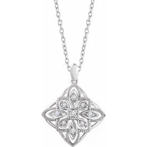 Sterling Silver 1/10 CTW Diamond Granulated Filigree 18" Necklace