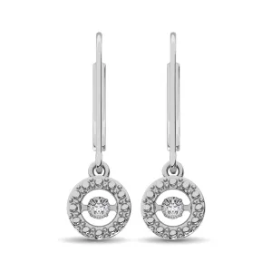 Sterling Silver 1/20 Ct.Tw. Moving Diamond Danglers Earrings