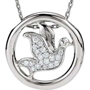 Sterling Silver 1/8 CTW Diamond Dove Circle 18" Necklace