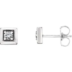 Sterling Silver 1/8 CTW Diamond Earrings