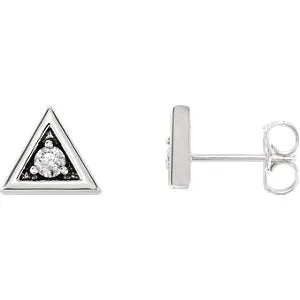 Sterling Silver 1/8 CTW Diamond Triangle Earrings