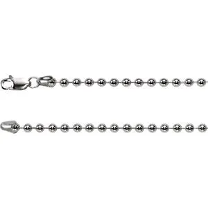 Sterling Silver 3 mm Bead 7" Chain