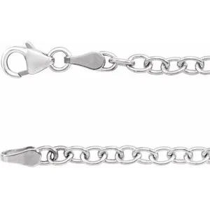 Sterling Silver 3.25 mm Oval Cable 7" Bracelet with Lobster Clasp