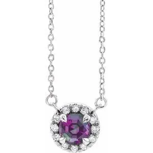 Sterling Silver 4 mm Lab-Grown Alexandrite & .05 CTW Natural Diamond 18" Necklace