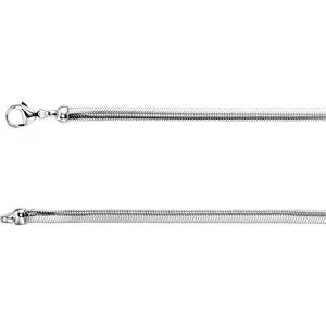 Sterling Silver 4.25 mm Oval Snake 7" Chain
