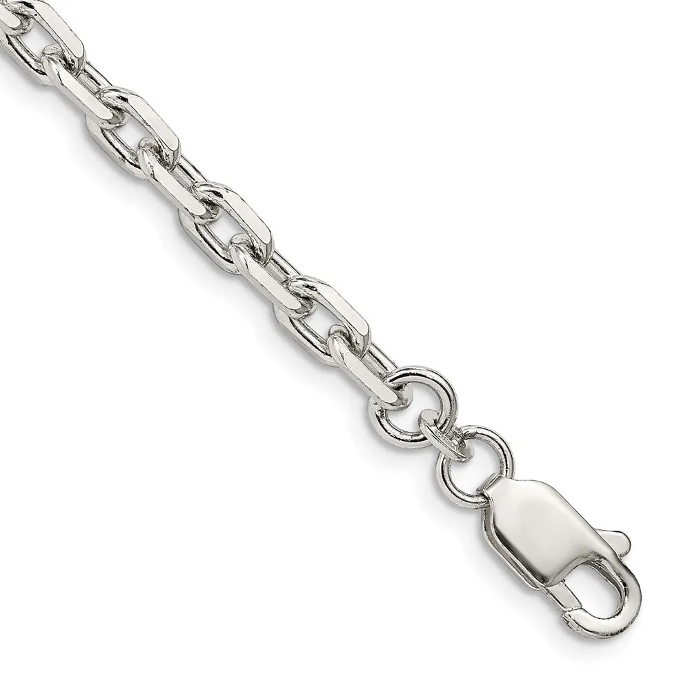 Sterling Silver 4.9mm Beveled Oval Cable Chain