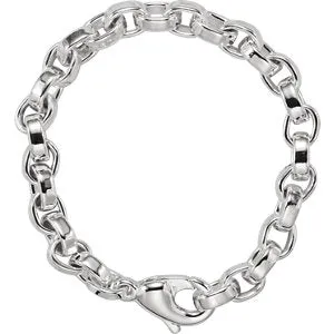 Sterling Silver 6.75 mm Flat Cable 7" Chain