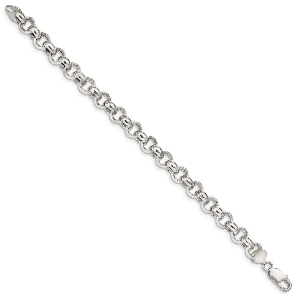 Sterling Silver 9.5mm Semi-solid Rolo Chain