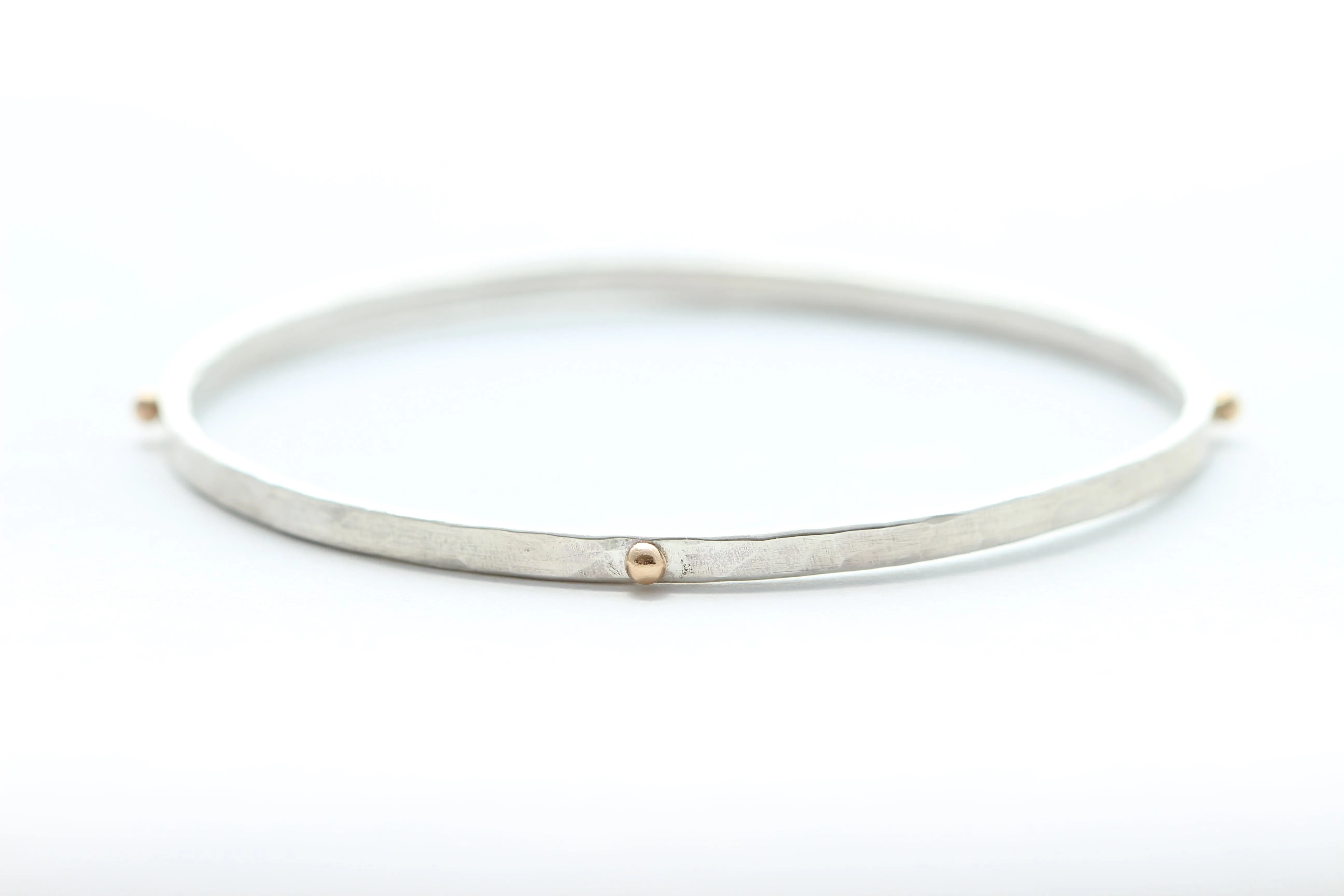 Sterling Silver Bangle with Four 14k gold balls