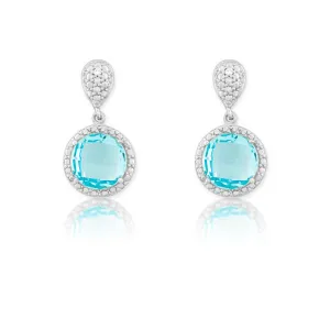 Sterling Silver Blue Topaz and Diamond Earrings (97564)