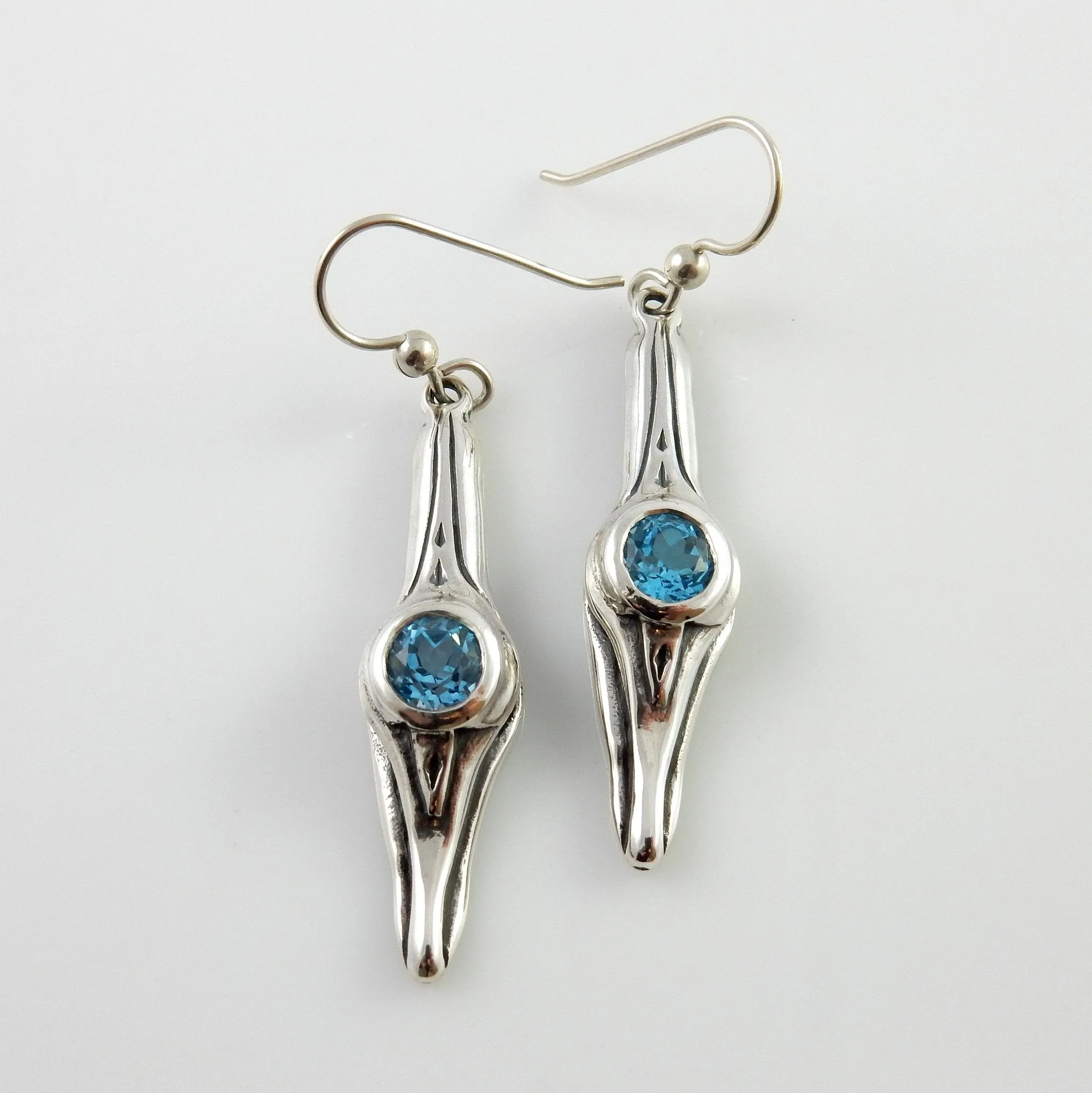 Sterling Silver Blue Topaz Dangle Earrings