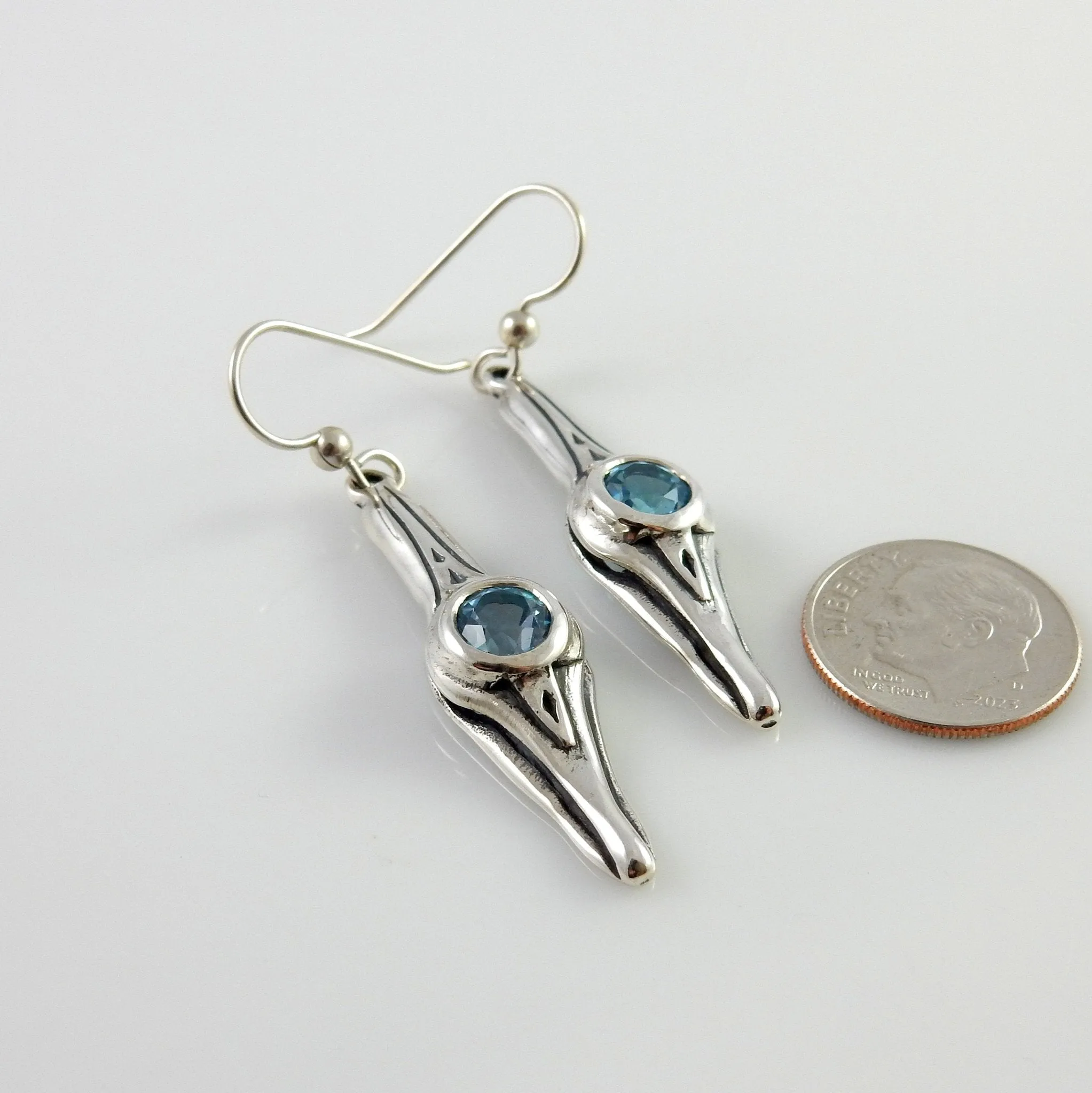 Sterling Silver Blue Topaz Dangle Earrings