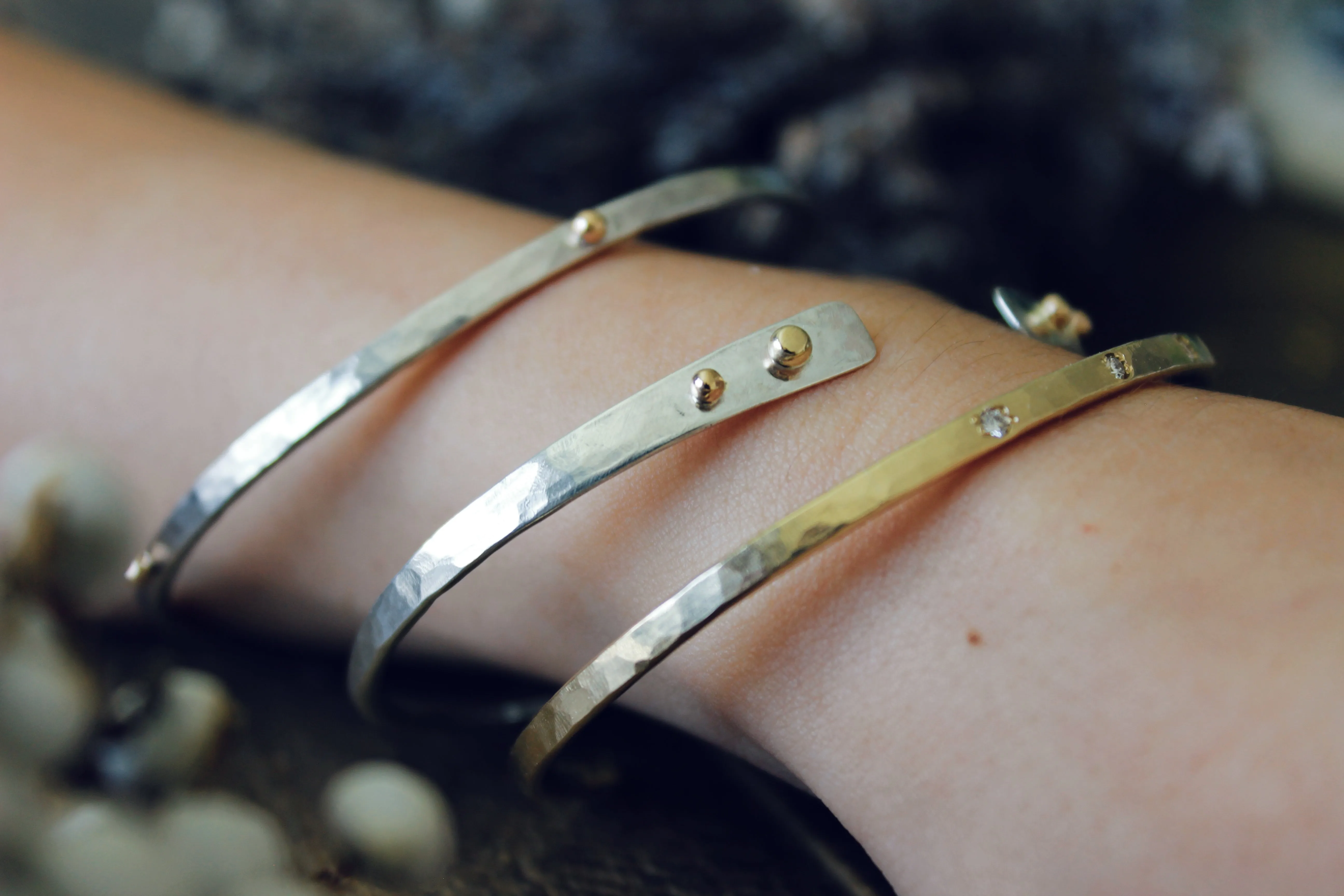 Sterling silver Bracelet with gold balls