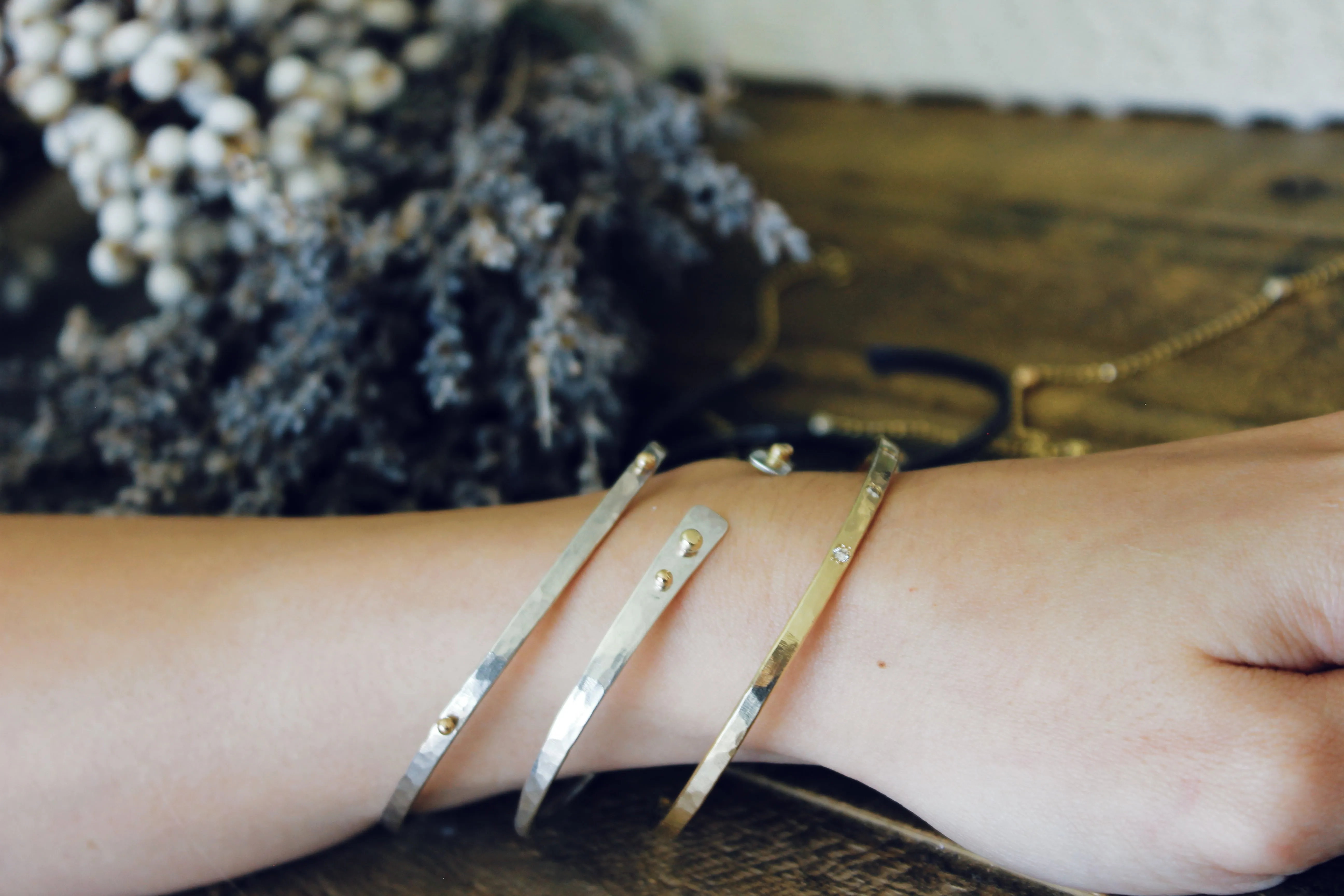 Sterling silver Bracelet with gold balls