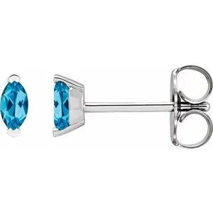 Sterling Silver Natural Swiss Blue Topaz Earrings