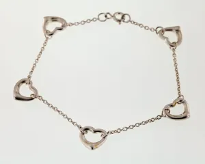 Sterling Silver Open Heart By the Yard Bracelet 6.75"