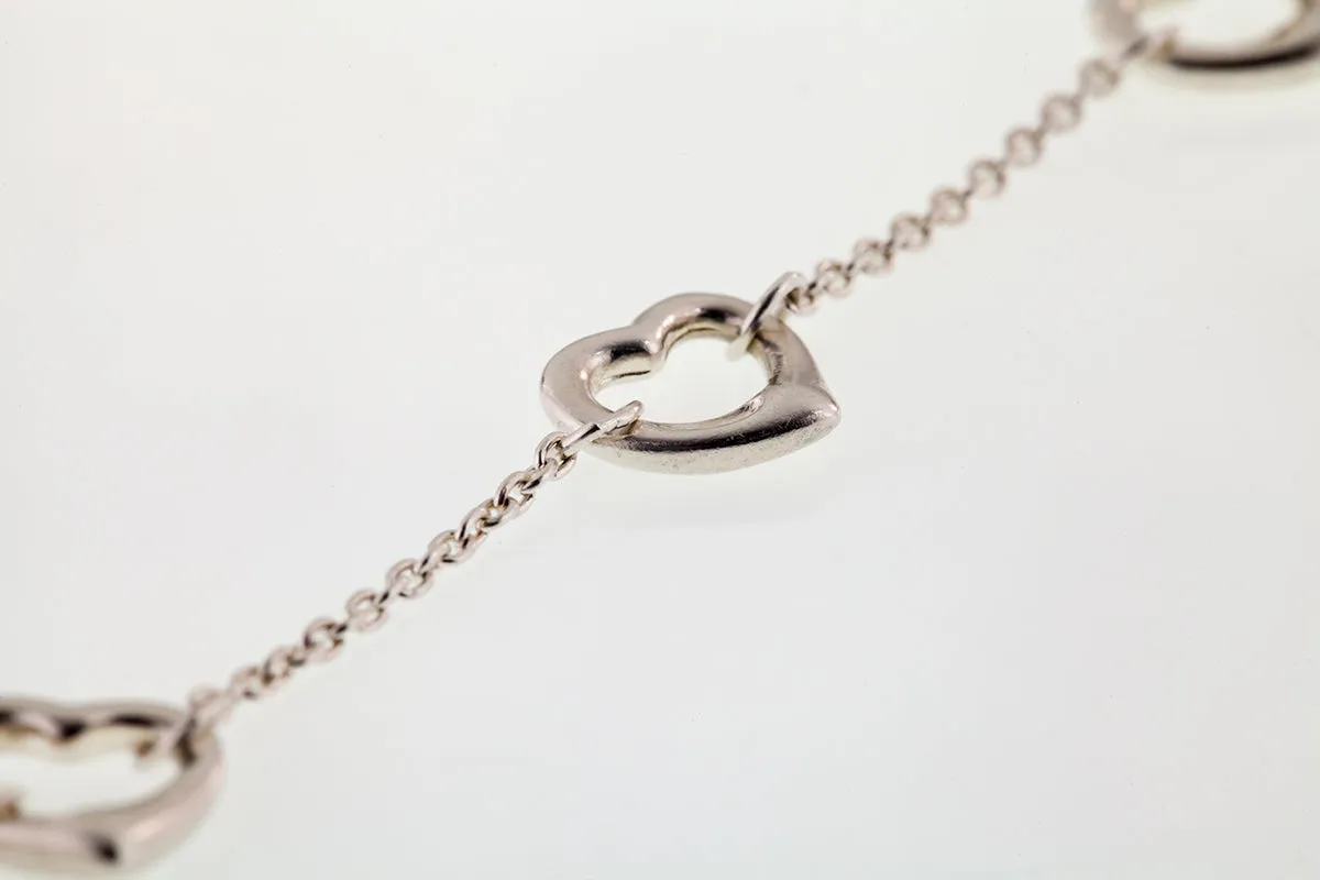 Sterling Silver Open Heart By the Yard Bracelet 6.75"