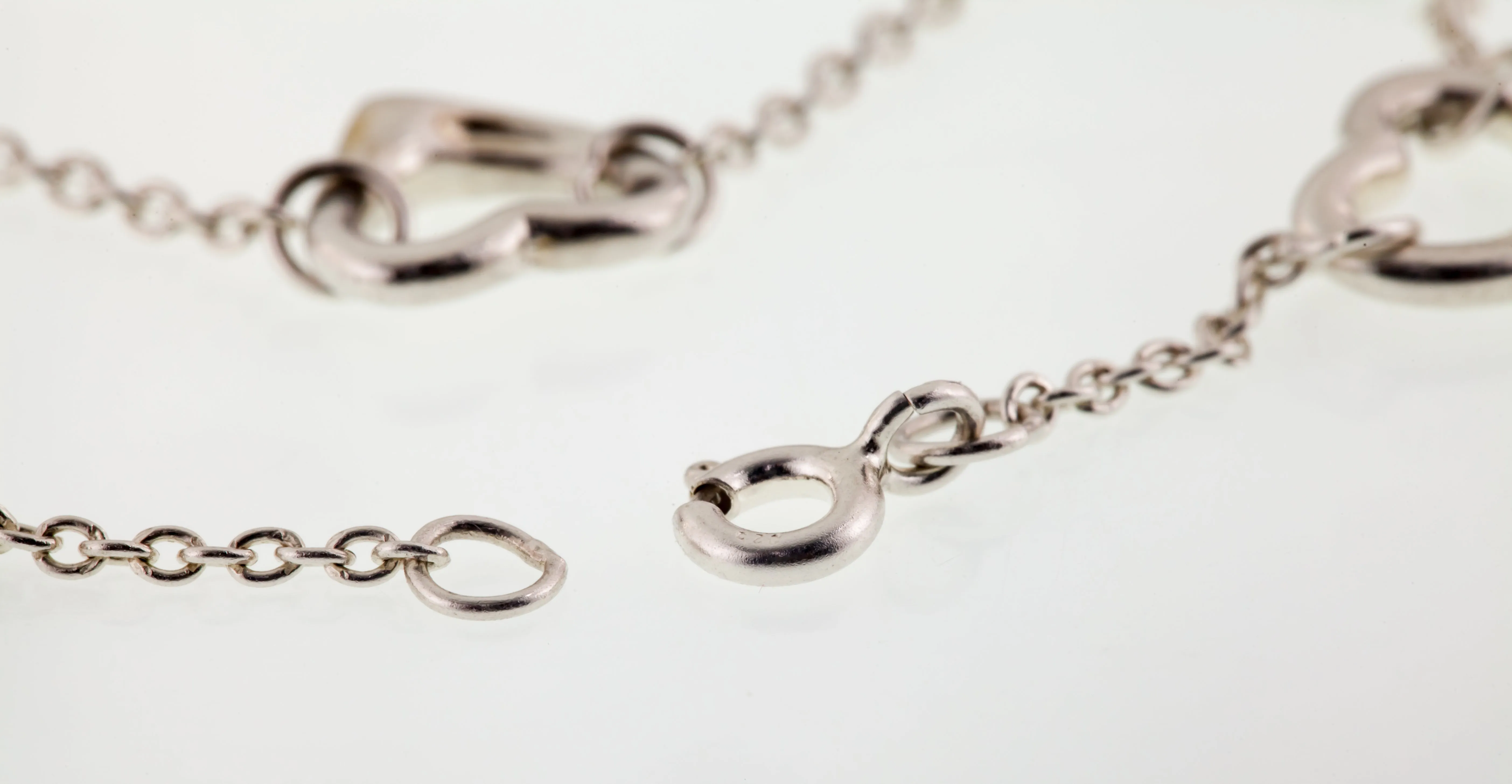 Sterling Silver Open Heart By the Yard Bracelet 6.75"