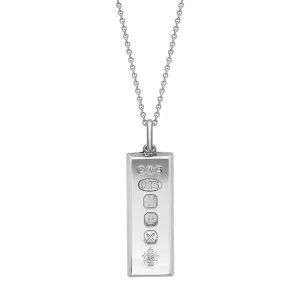 Sterling Silver Queen's Jubilee Hallmark Large Ingot Necklace D