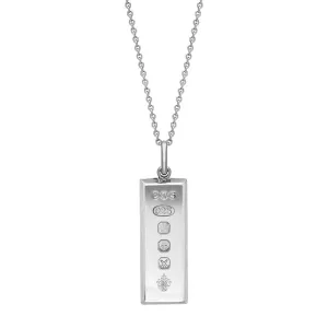 Sterling Silver Queen's Jubilee Hallmark Medium Ingot Necklace D