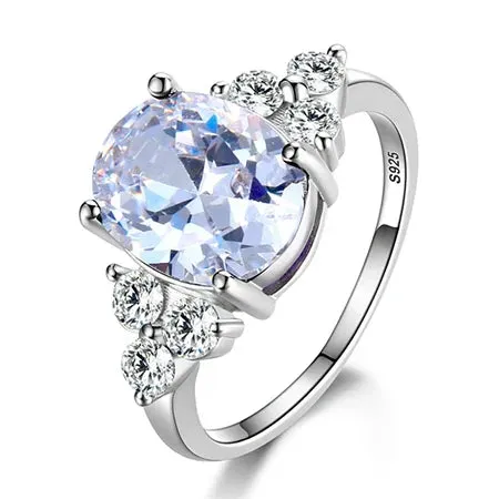 Sterling Silver Rings  Zircon Oval Wedding Ring