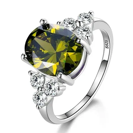 Sterling Silver Rings  Zircon Oval Wedding Ring