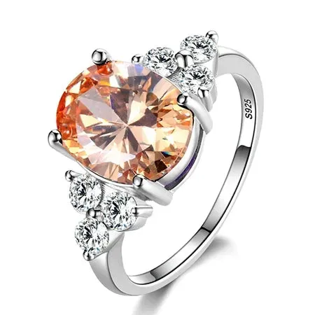 Sterling Silver Rings  Zircon Oval Wedding Ring
