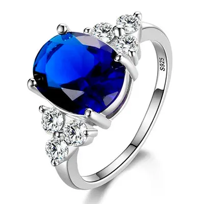 Sterling Silver Rings  Zircon Oval Wedding Ring