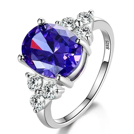 Sterling Silver Rings  Zircon Oval Wedding Ring