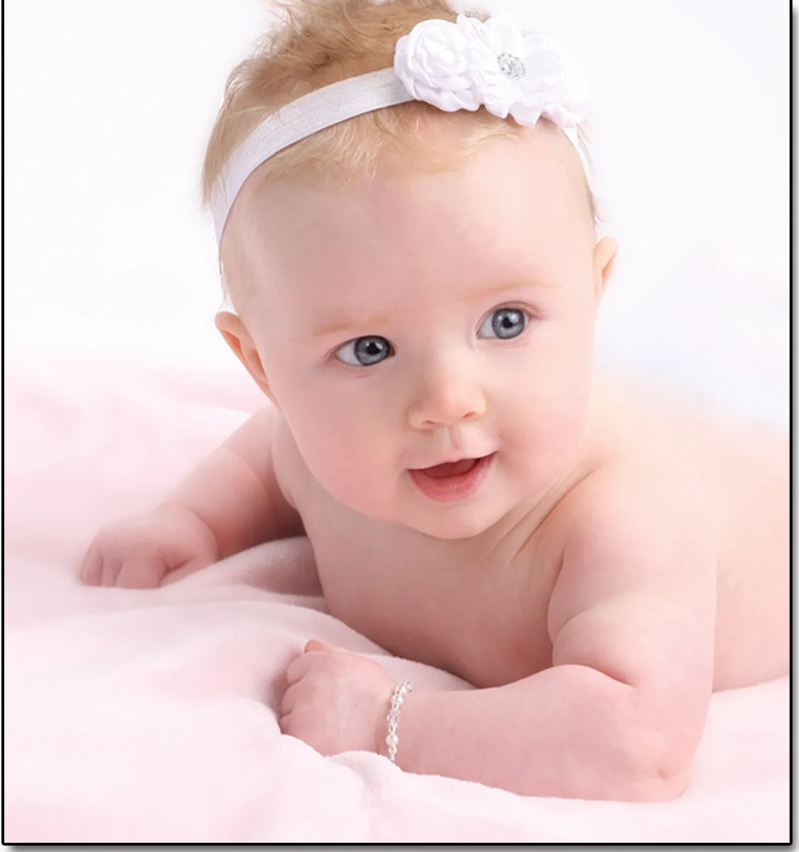 Sterling Silver Simulated Pearl and Crystal Beaded Baby Bracelet for Kids