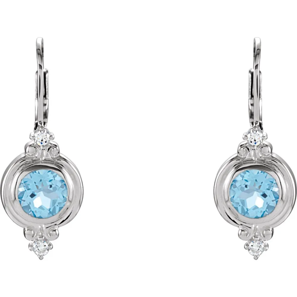 Sterling Silver Swiss Blue Topaz & CZ Earrings