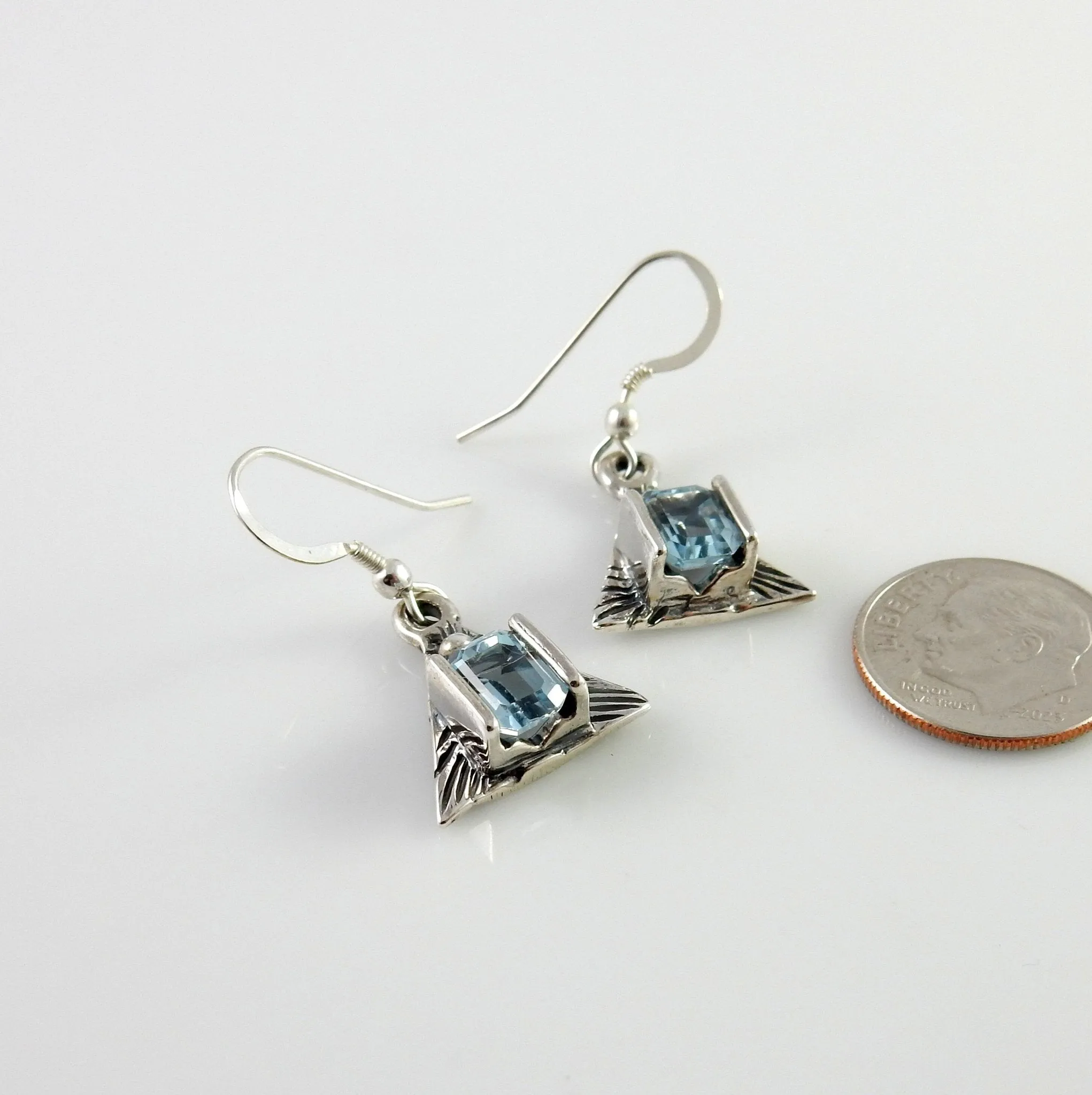 Sterling Silver Topaz Textured Earrings