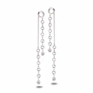 Sterling Silver White Topaz and Crystal Duster Drop Earrings