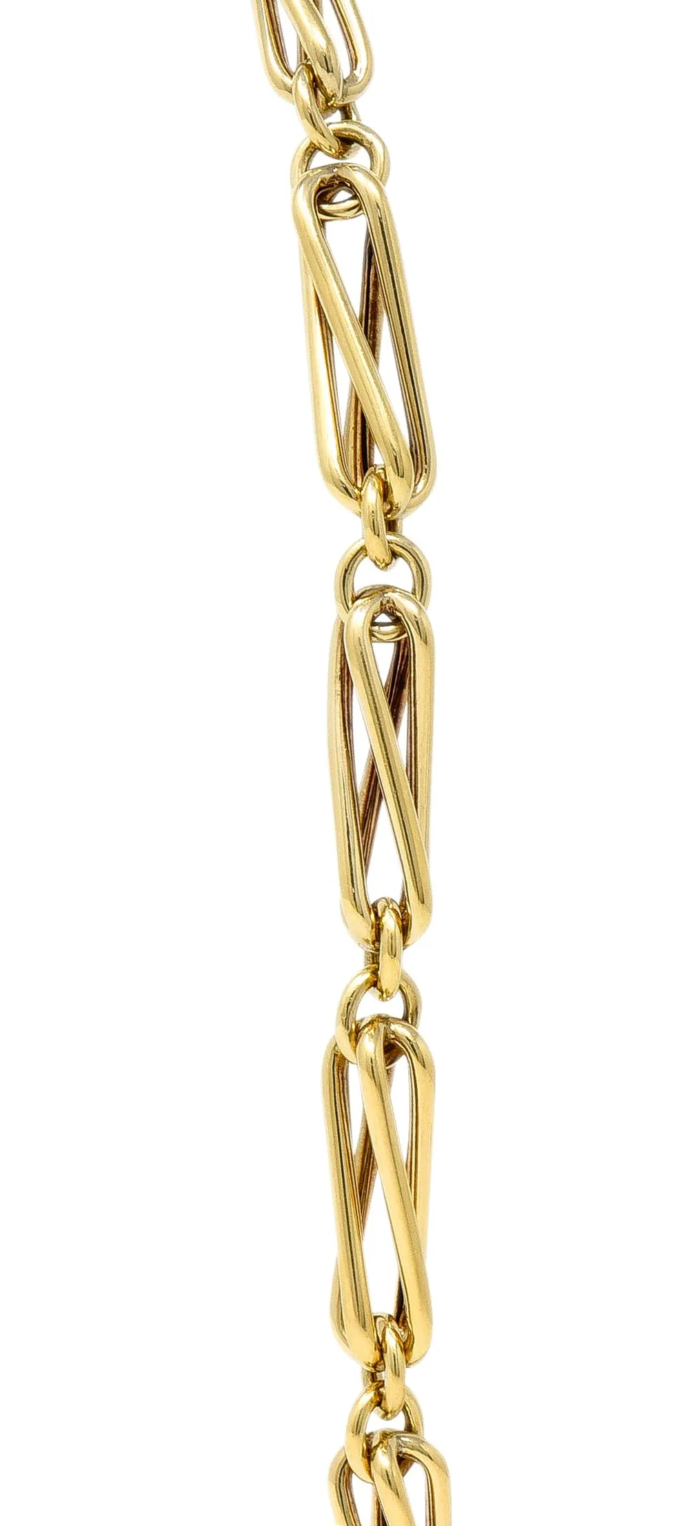 Substantial 18 Karat Yellow Gold Modernist Elongated Twist Link Vintage Chain Necklace