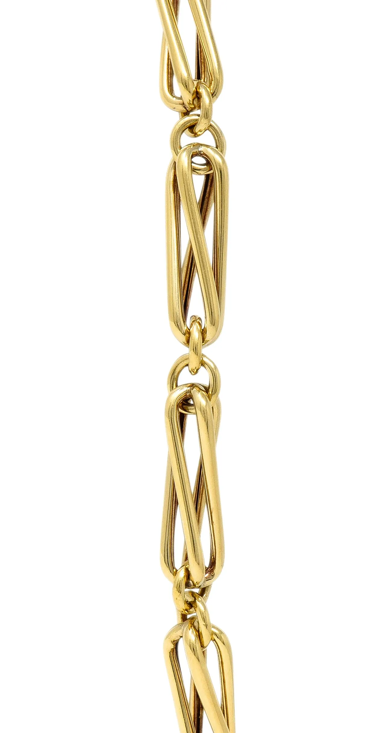Substantial 18 Karat Yellow Gold Modernist Elongated Twist Link Vintage Chain Necklace