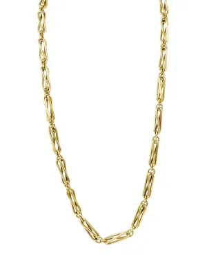 Substantial 18 Karat Yellow Gold Modernist Elongated Twist Link Vintage Chain Necklace