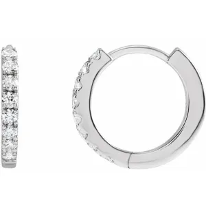 Super sparkly 14K White Gold Diamond Hoop &quot;Huggie&quot; Earrings - 0.25ct