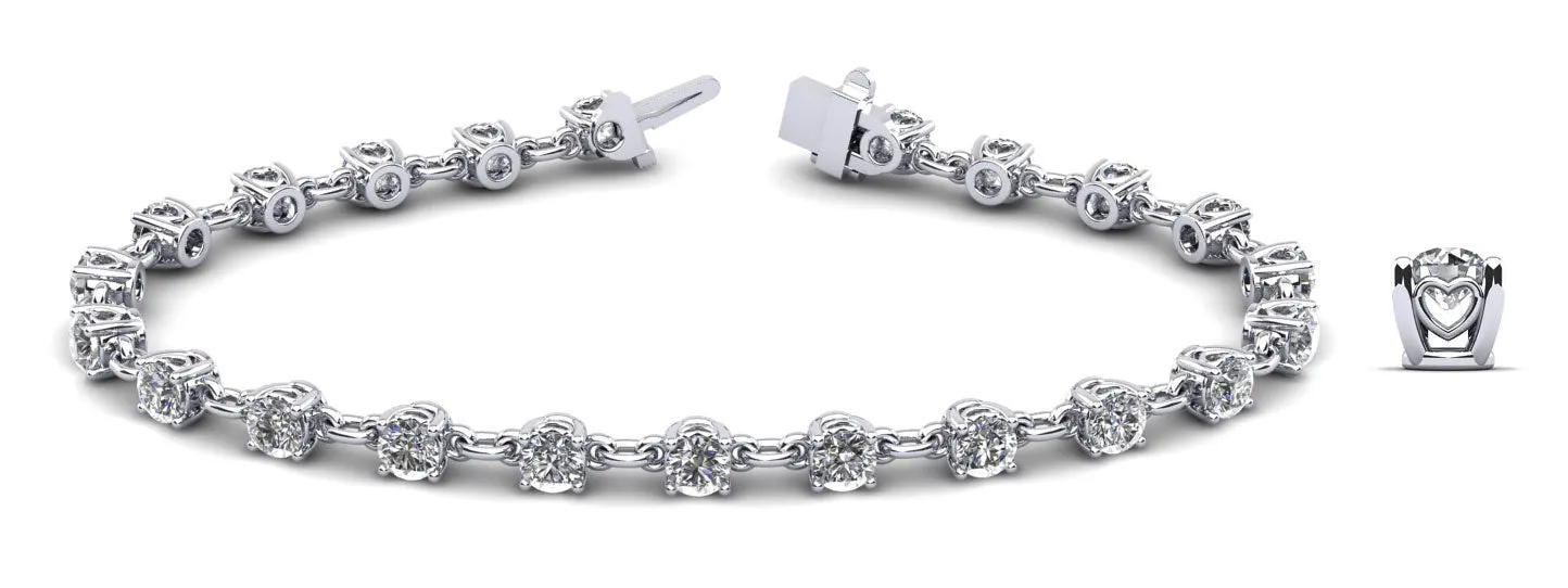 Sweetheart Chain Link Diamond Tennis Lab-Grown Diamond Bracelet with 2.41 ct.(finished) 2.8mm