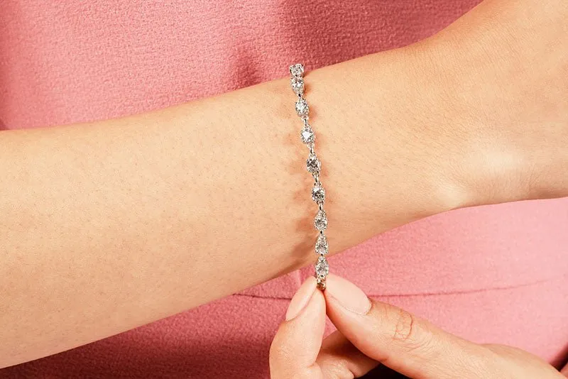 Sweetheart Chain Link Diamond Tennis Lab-Grown Diamond Bracelet with 2.41 ct.(finished) 2.8mm