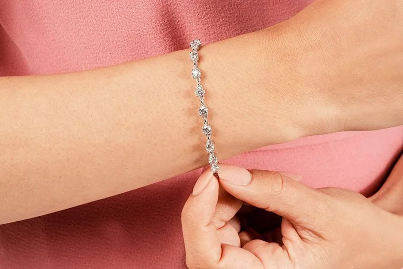 Sweetheart Chain Link Diamond Tennis Lab-Grown Diamond Bracelet with 2.41 ct.(finished) 2.8mm