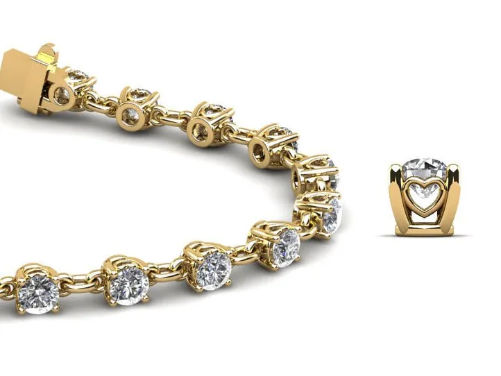 Sweetheart Chain Link Diamond Tennis Lab-Grown Diamond Bracelet with 2.41 ct.(finished) 2.8mm