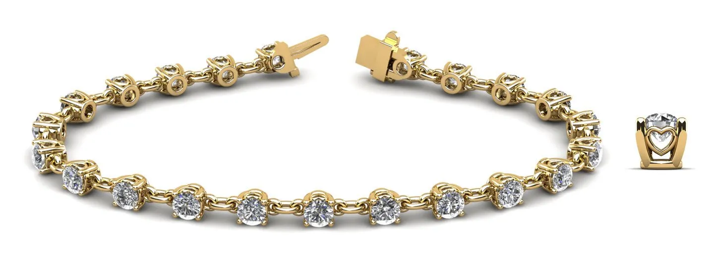 Sweetheart Chain Link Diamond Tennis Lab-Grown Diamond Bracelet with 2.41 ct.(finished) 2.8mm