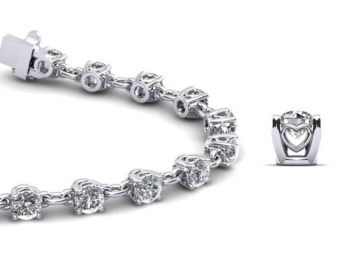 Sweetheart Chain Link Diamond Tennis Lab-Grown Diamond Bracelet with 2.41 ct.(finished) 2.8mm