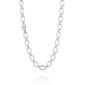 Tacori Sterling Silver Oval Link Necklace with Rose Gold Seal