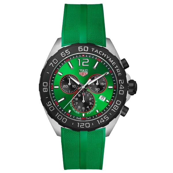 Tag Heuer Formula 1 Green Silicone Strap Green Dial Chronograph Quartz Watch for Gents - CAZ101AP.FT8056