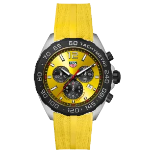 Tag Heuer Formula 1 Yellow Silicone Strap Yellow Dial Chronograph Quartz Watch for Gents - CAZ101AM.FT8054