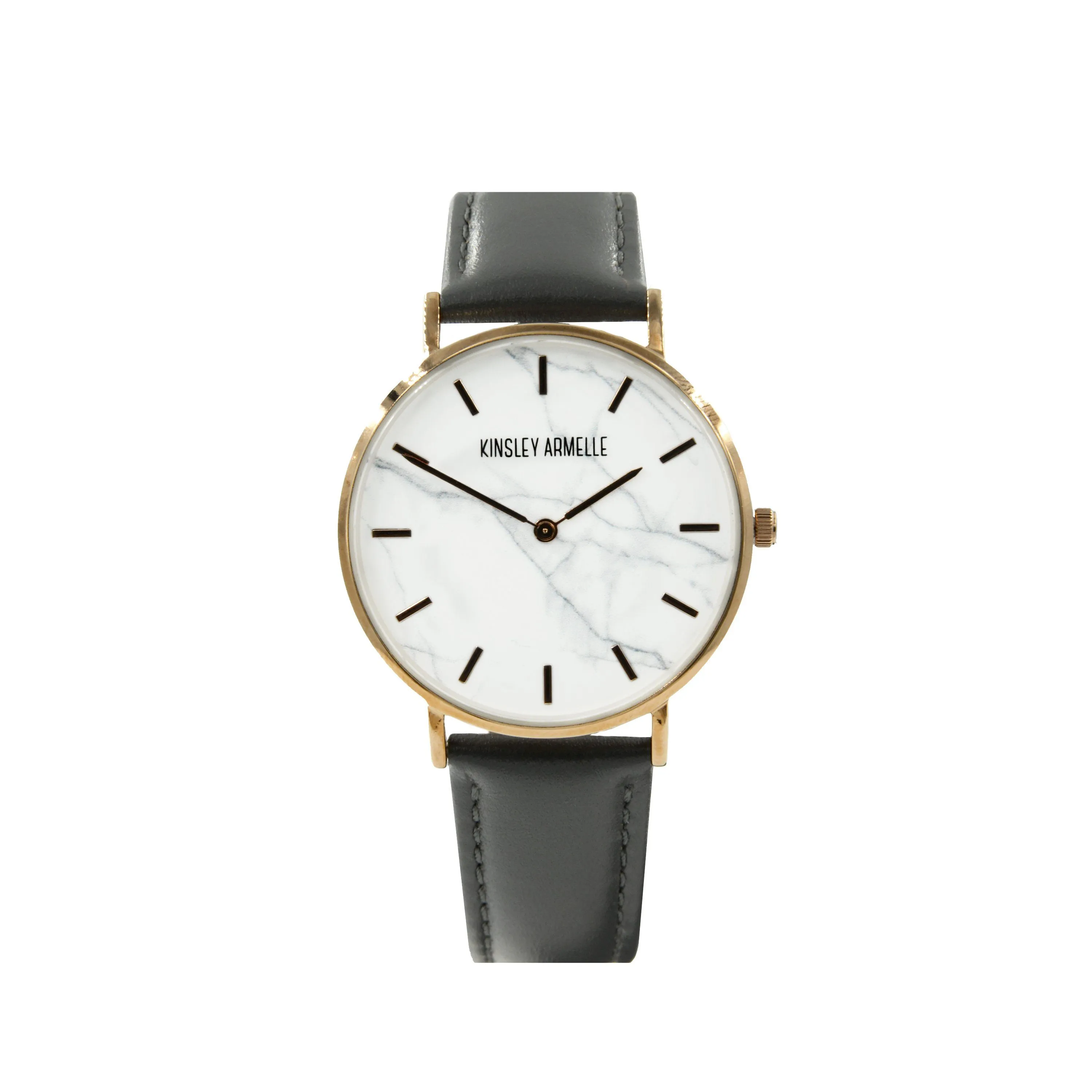 Tempus Collection - Rose Gold Marble Gray Leather Watch